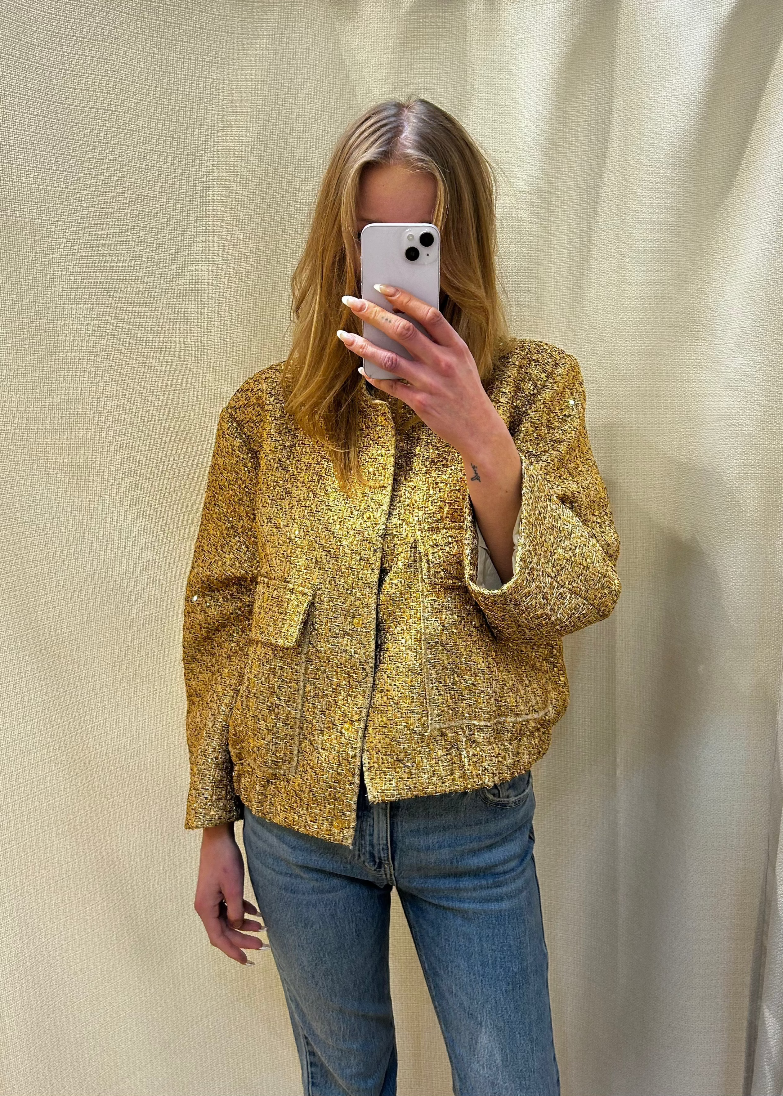 Chaqueta de Cuadros Dorados