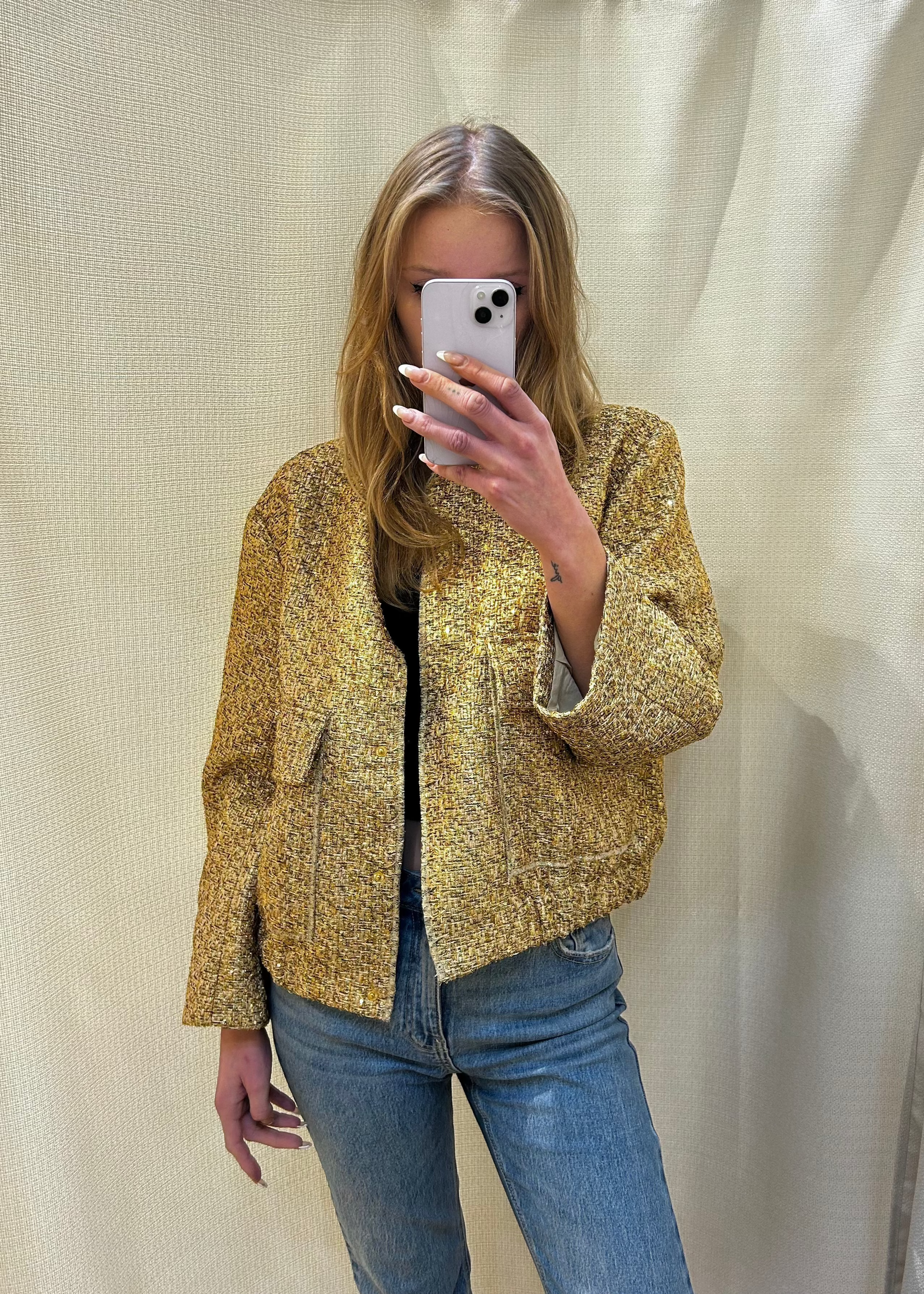Chaqueta de Cuadros Dorados