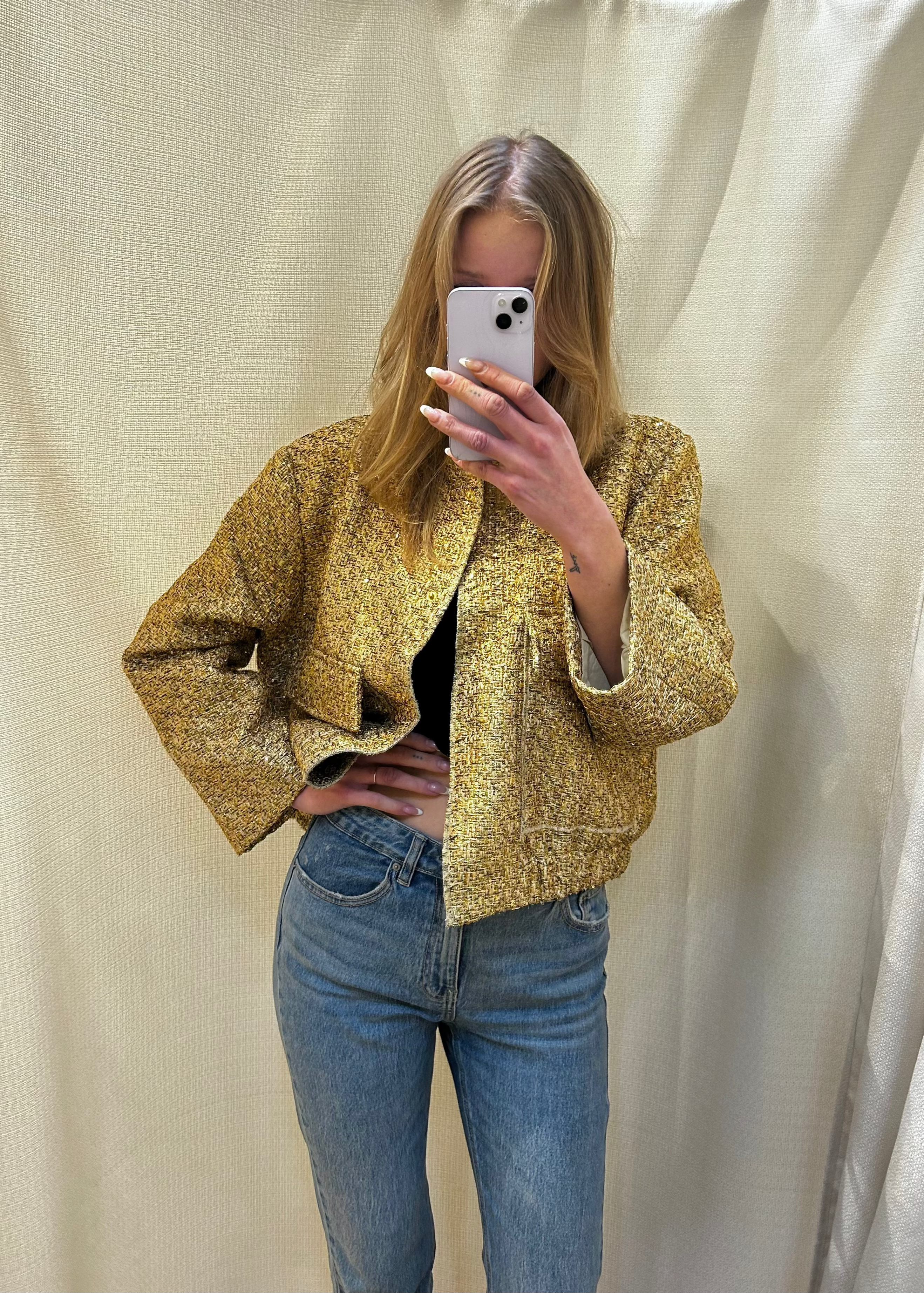 Chaqueta de Cuadros Dorados